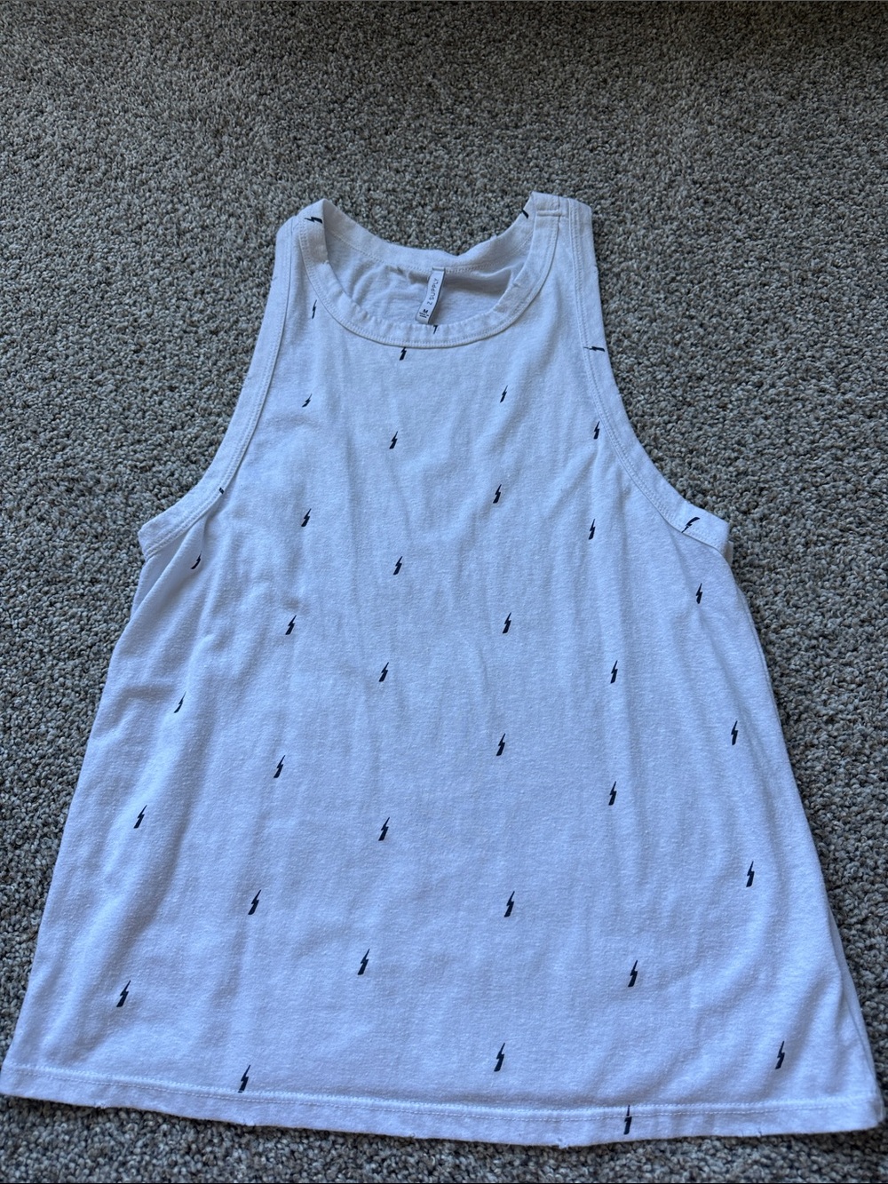 Z Supply Distressed White Tank with Navy Lightning Bolt Print